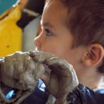 messy play pottery workshop for early years led by Jon Williams from Eastnor Pottery & The Flying Potter