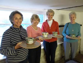 pottery session for friends at eastnor pottery