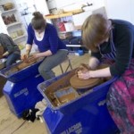 February's potter's wheel participants at Eastnor Pottery