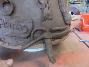 collaborative terracotta planter made at ledbury primary school with parents and children in the nursery