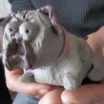 clay pug dog made at eastnor pottery in westmidlands on a public drop-in workshop session
