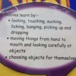display text from hatherton children's centre explaining how babies learn about the world 