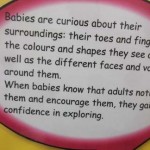 text from a wall display at hatherton childrens centre explaining how babies learn