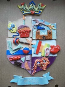 ceramic crest made by gill and her family at eastnor pottery