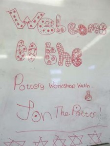 artist jon the potter worked with children and their parents at longleven junior school literature festival 2013