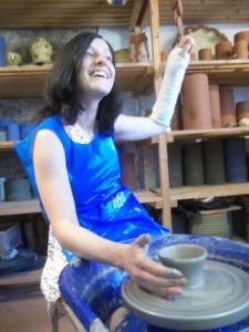 Group of women learn how to make pottery at Eastnor