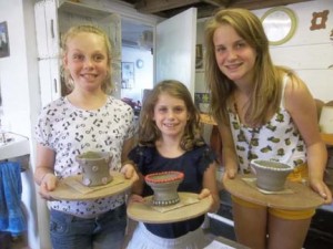 some of our drop-in pottery workshop participants at Eastnor Pottery