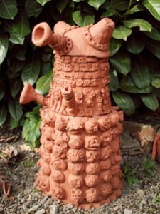 Collaborative clay Dalek made by 200 people at Eastnor Pottery
