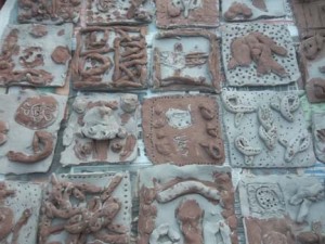 Ceramic artist Jon Williams worked with Finstall First School in Bromsgrove to make anglo saxon clay tiles