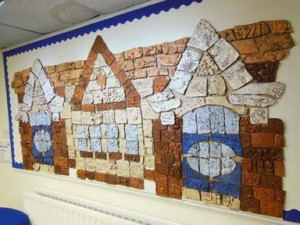 Centenary tile panel made by Catshill First School and Jon the Potter