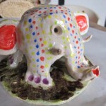 Elephant inspired pottery lantern made by customer at Eastnor Pottery Herefordshire