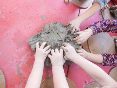 EYFS artist Jon Williams works with Ledbury Primary School Nursery