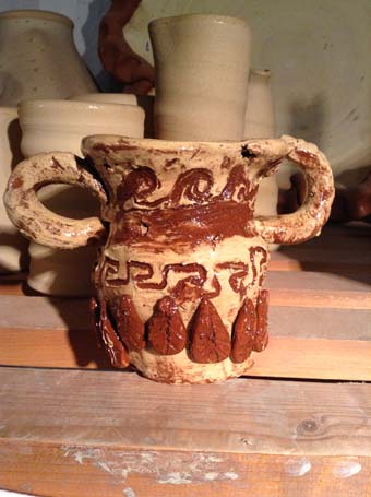 Greek coil pots made by Herefordshire school children