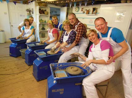 Ruthie and friends celebrate her 50th birthday in Herefordshire Pottery