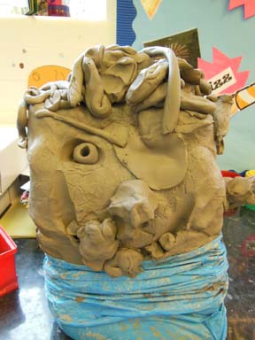 Bag of clay transforms into a clay pirate at Birmingham Nursery School