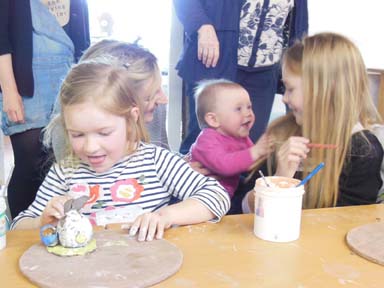 Clay rabbit workshops at Eastnor Pottery during Easter holidays 2015