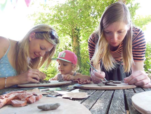 Visitors to Hellens Garden Festival 2015 get creative with clay