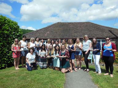 21 girls make hen party pottery at Eastnor