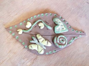 Creative pottery leaf for BMI with Eastnor Pottery