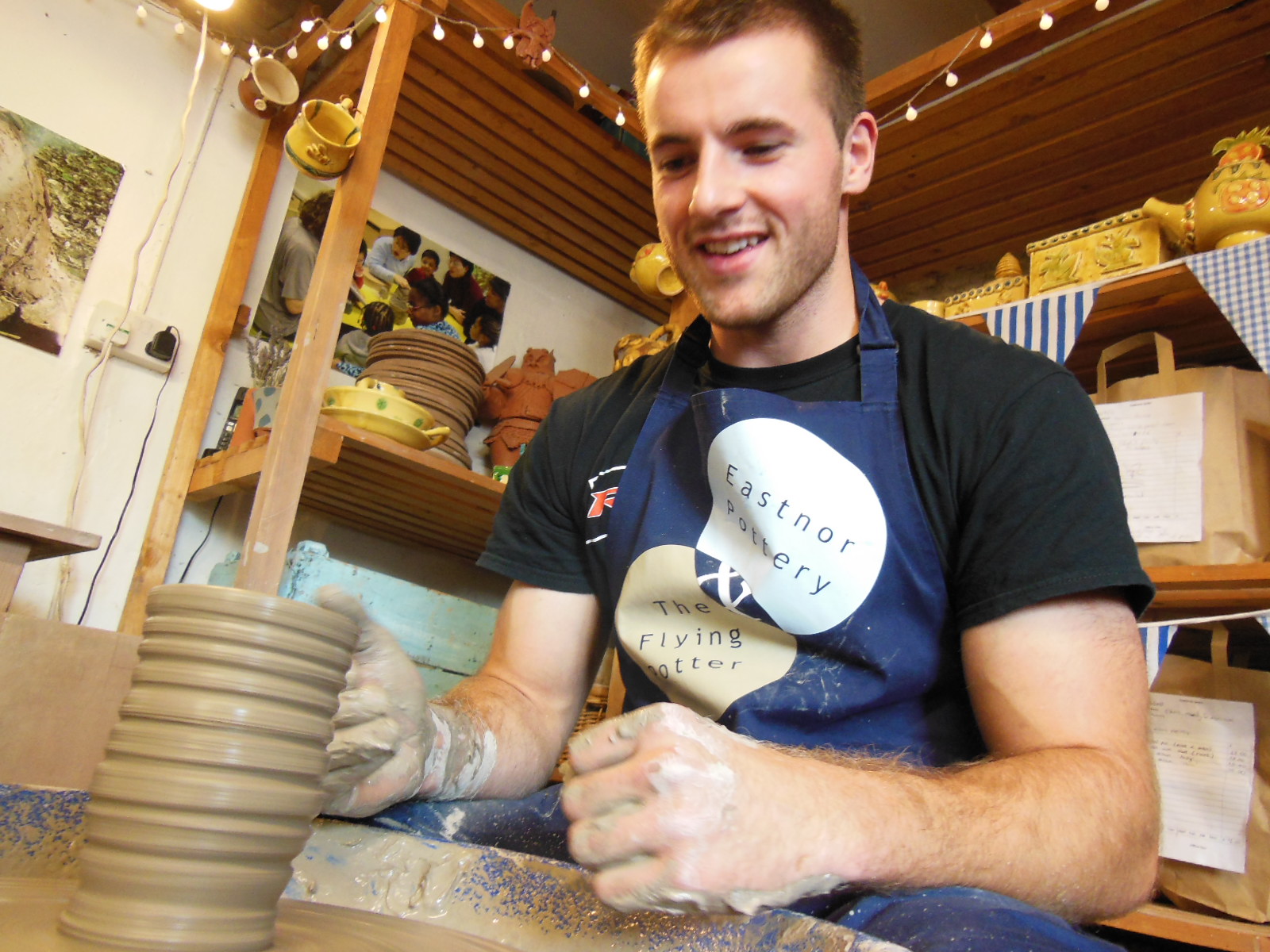 Great pots made at Eastnor Pottery on the potter's wheel
