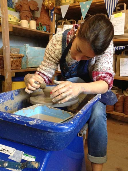 Steady hands on the potter's wheel at Eastnor Pottery