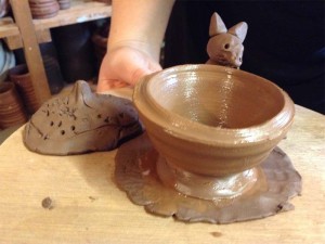 Brilliant Pinch Pot Squirrel made at Eastnor Pottery Children's holiday workshop