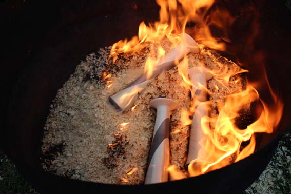 Pots made by Ethan from Eastnor Pottery firing in Raku style workshop