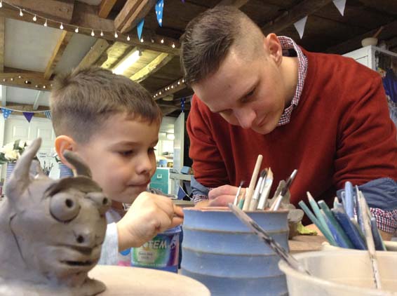 Creative clay figures being made at Eastnor Pottery