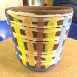 wheel thrown pot decorated by beginner at Eastnor Pottery