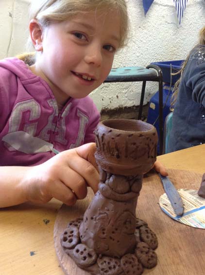 Clay Egg Cups made at Eastnor Pottery for Children's Easter Holiday Workshop - Hard Boiled