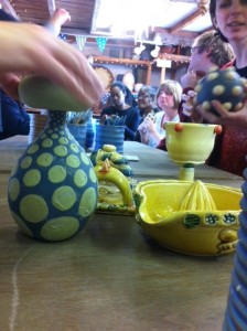 Deaf-Blind Sense Group at Eastnor Pottery working with Clay