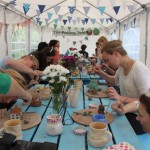 Hens Painting Pinch Pot Sculptures at Eastnor Pottery Hen Party