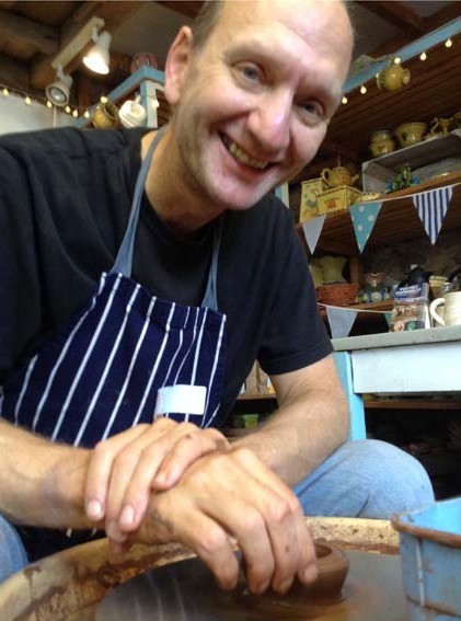 Learning to throw on the wheel at Eastnor Pottery