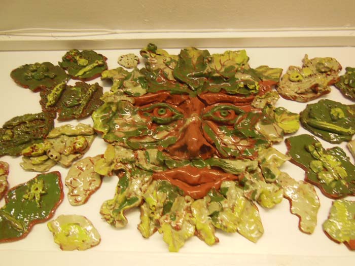 Ceramic Greenman made with Eastnor Pottery and Woodlands Infant School
