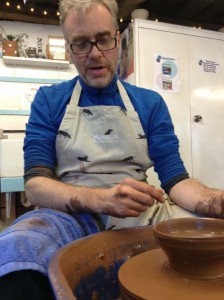 Making a pot on the potter's wheel at Eastnor Pottery & The Flying Potter