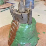 mott and bailey clay castle made by primary school pupil at Eastnor Pottery Herefordshire