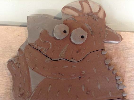 gruffalo tile panel made by meadows first school and jon the potter from eastnor pottery and the flying potter