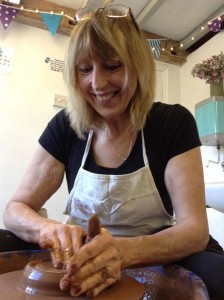 lady making pots on weekend pottery course at Eastnor Pottery herefordshire